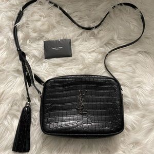 YSL Lou Camera Bag in Crocodile Embossed Leather
